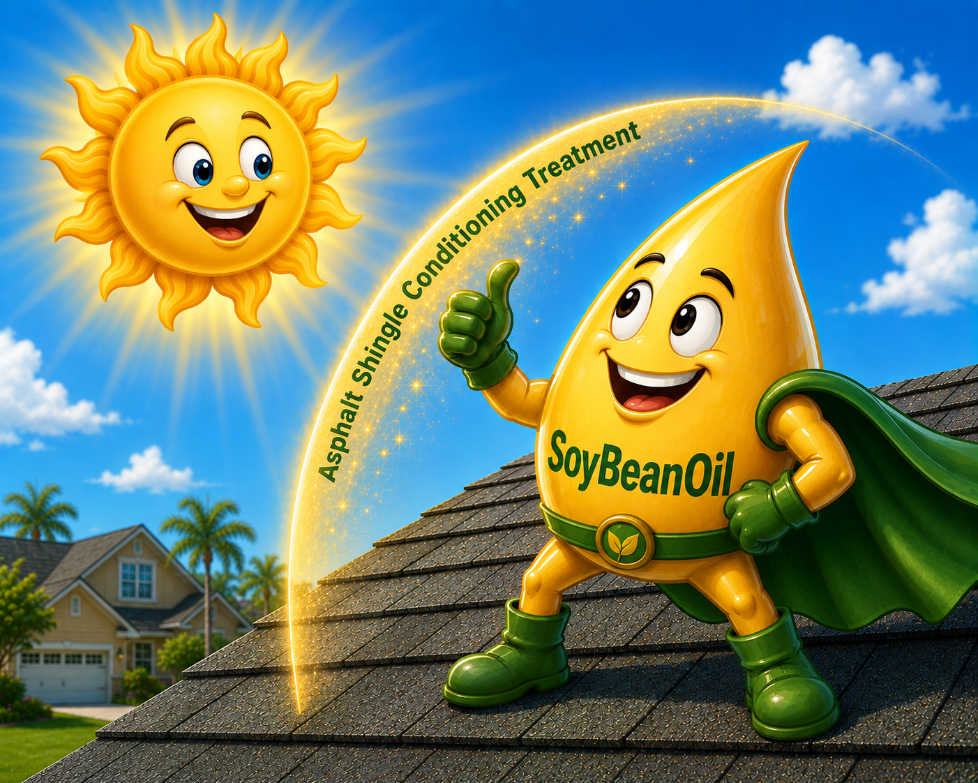Jerry the Oil Drop — Green Roof Renew mascot